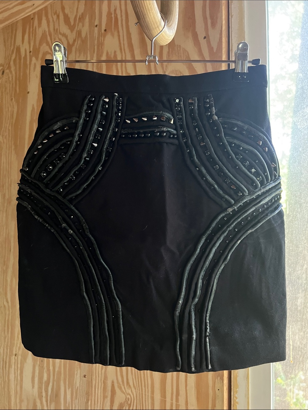Amen Italian Designer Black Embellished Mini Skirt